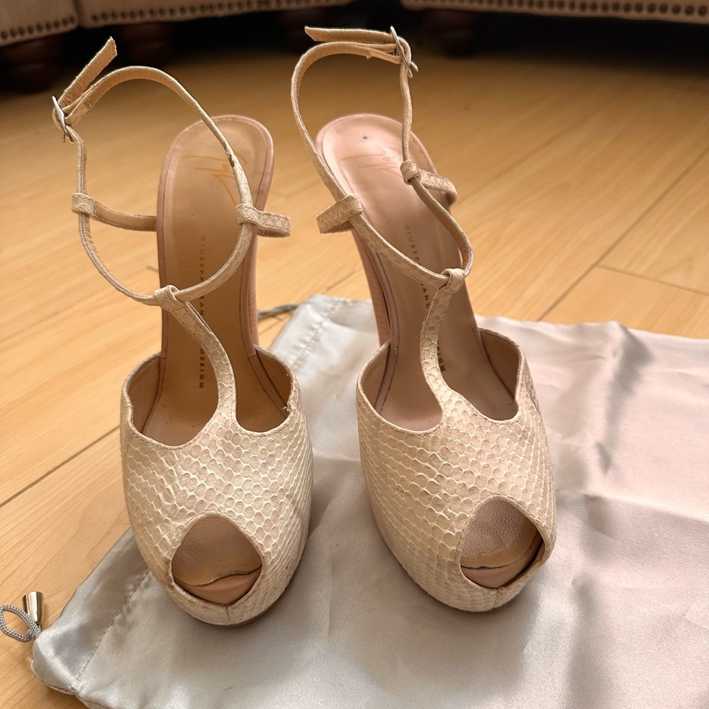 Giuseppe Zanotti Python Platform Sandal Blush And… - image 2